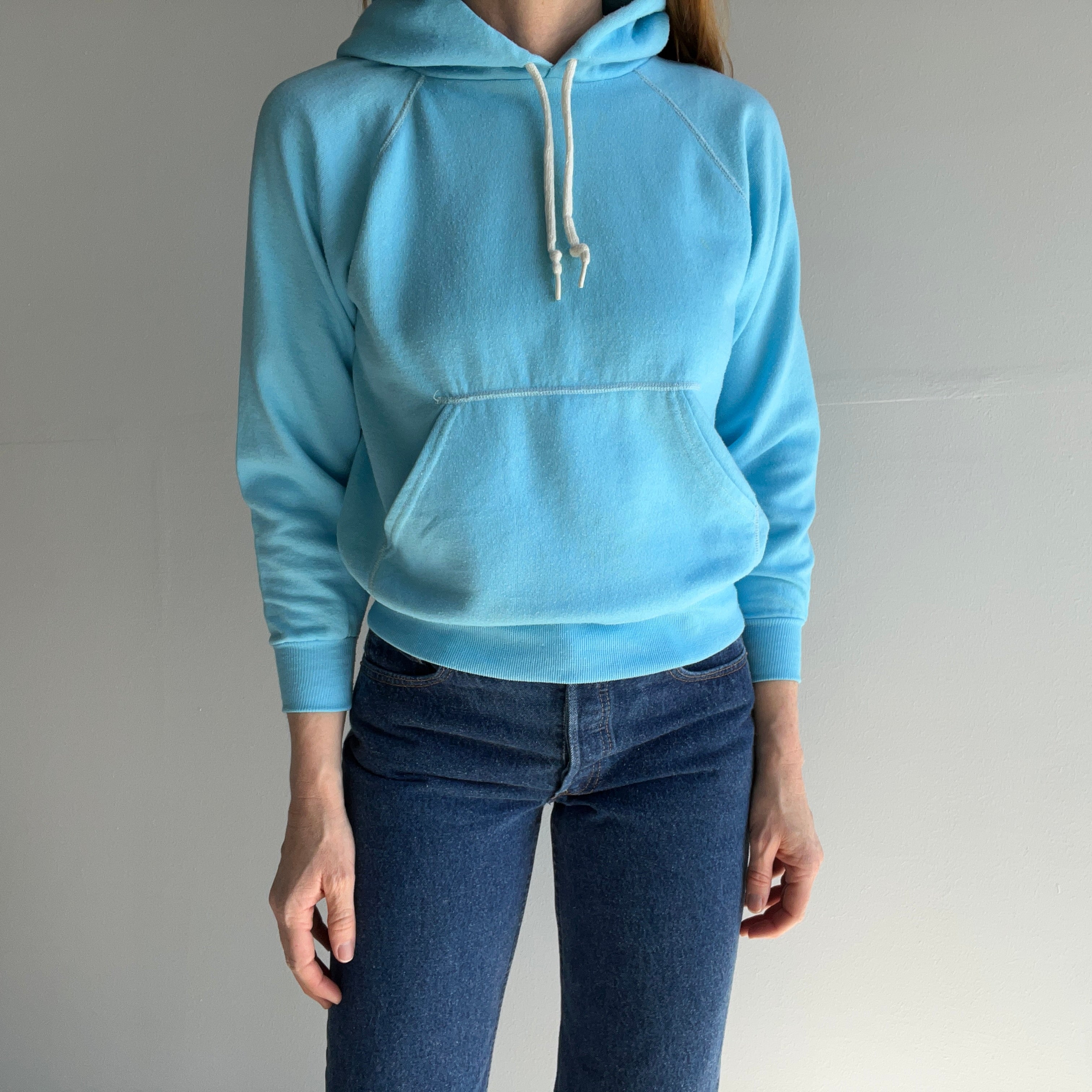 1980s Smaller Caribbean Blue Pull Over Hoodie by Sportswear