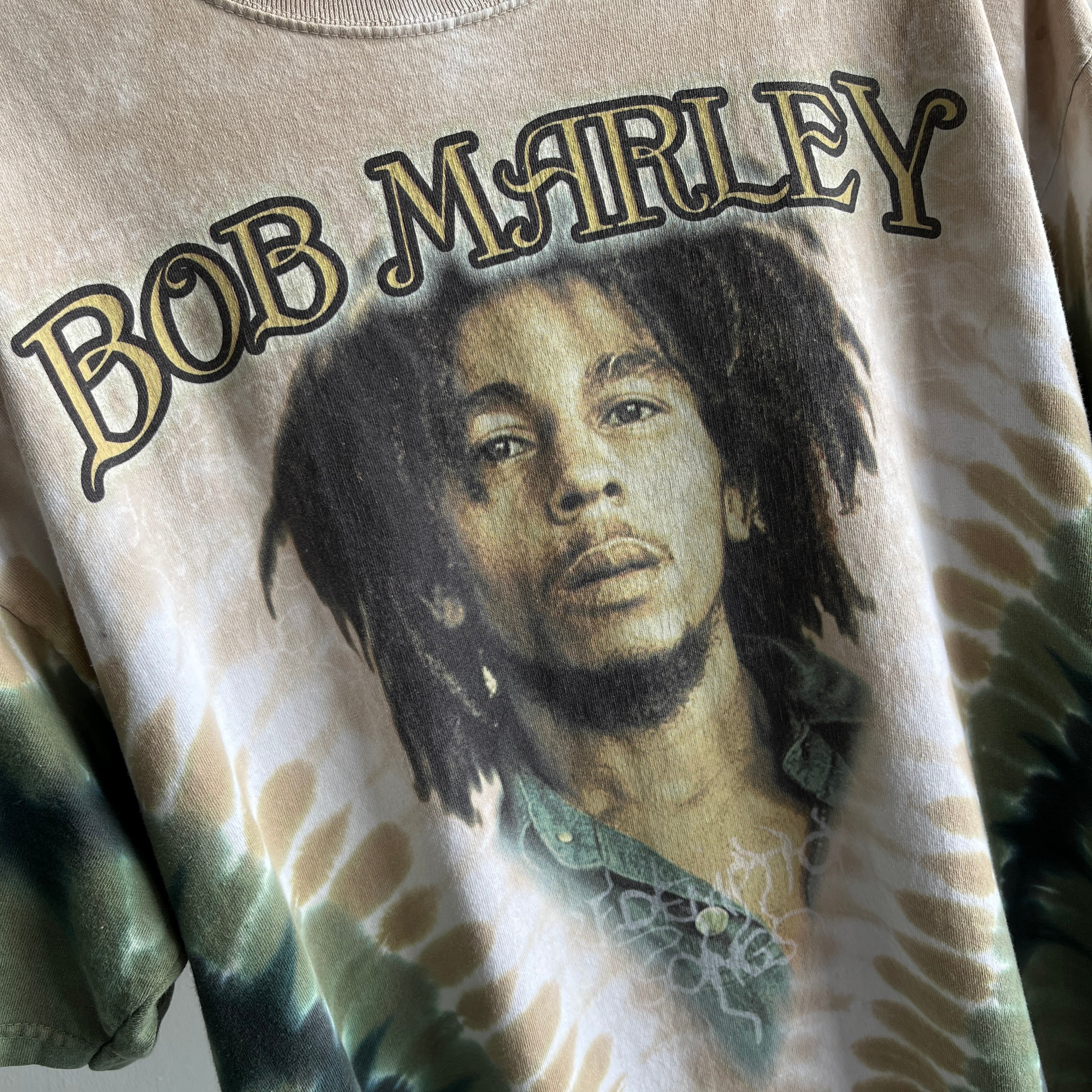 2000s Bob Marley Songs of Redemption Front and Back Tie Dye T-Shirt