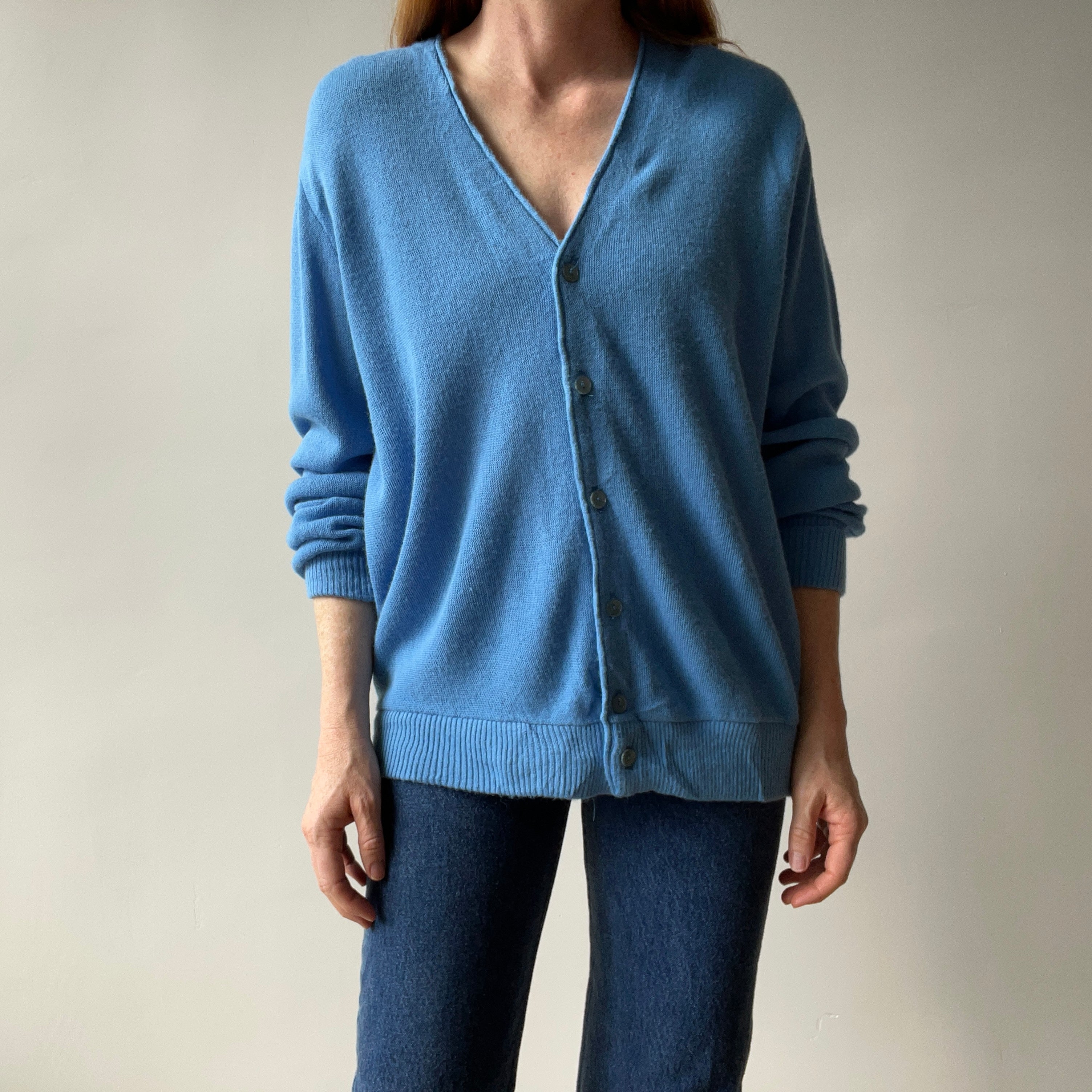 1980s Sky Blue Grandpa Cardigan