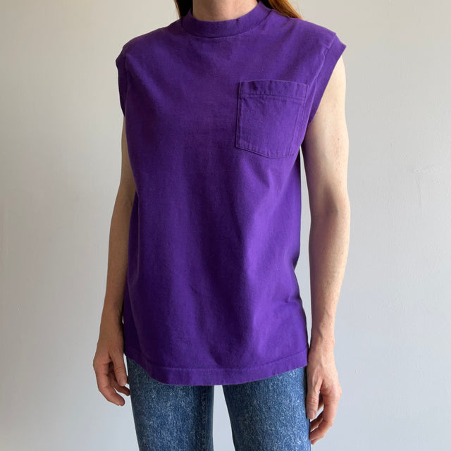 1980s Purple Cotton Muscle Tank (Selvedge Pocket)