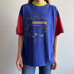 1990s Color Block American Sports Front and Back T-Shirt