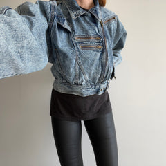 1980s Biker Acid Wash Denim Jean Jacket - OMFG