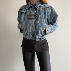 1980s Biker Acid Wash Denim Jean Jacket - OMFG