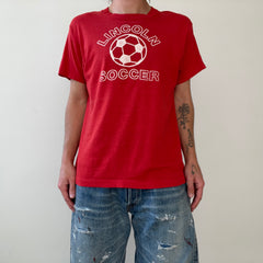 1980s Red Lincoln Soccer T Shirt