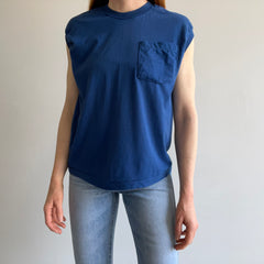 1980s Navy Muscle Tank with a Selvedge Pocket