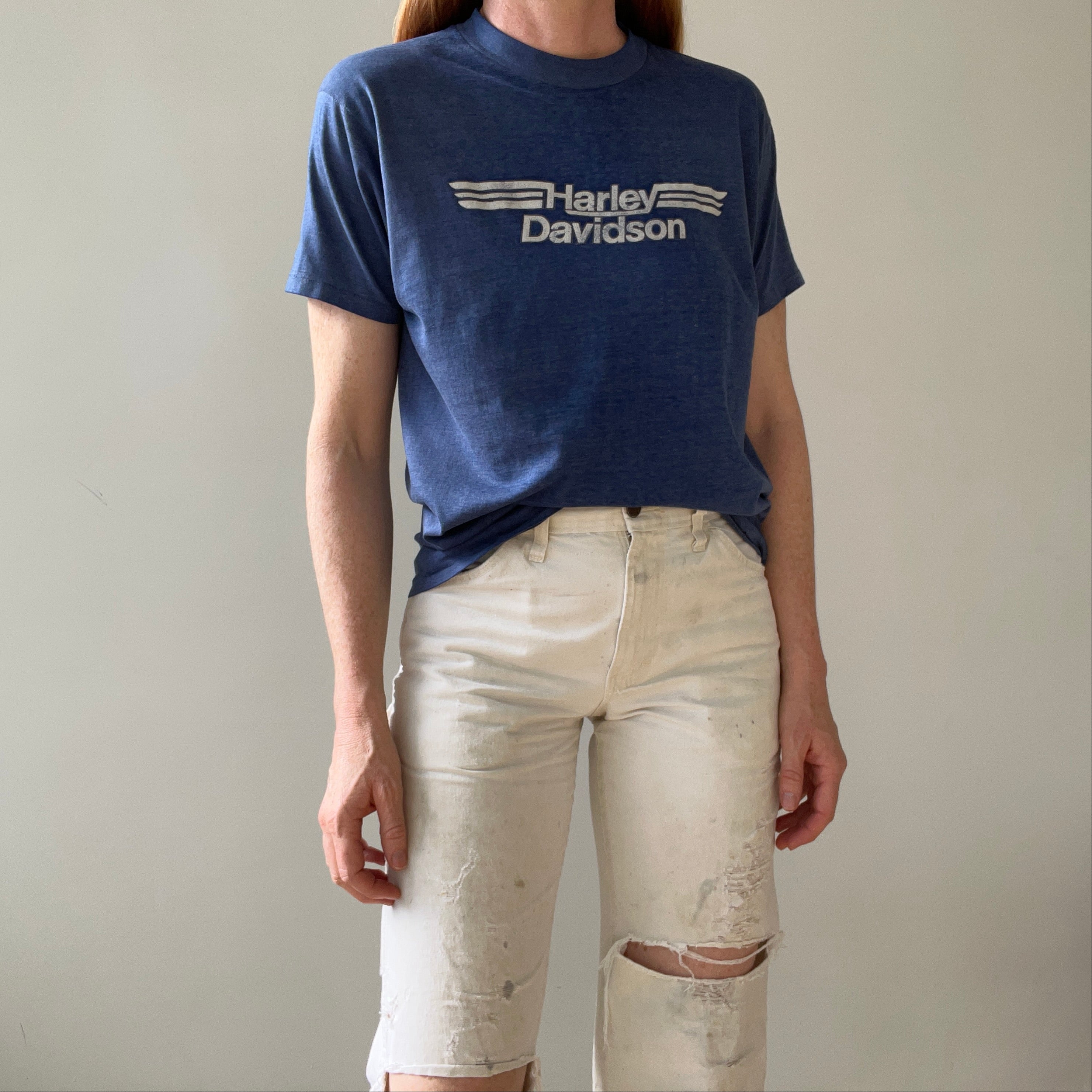 1982 Paper Thin Harley T Shirt Green Bay Wisconsin - GOLD