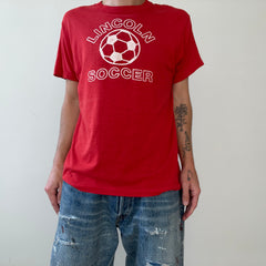 1980s Red Lincoln Soccer T Shirt
