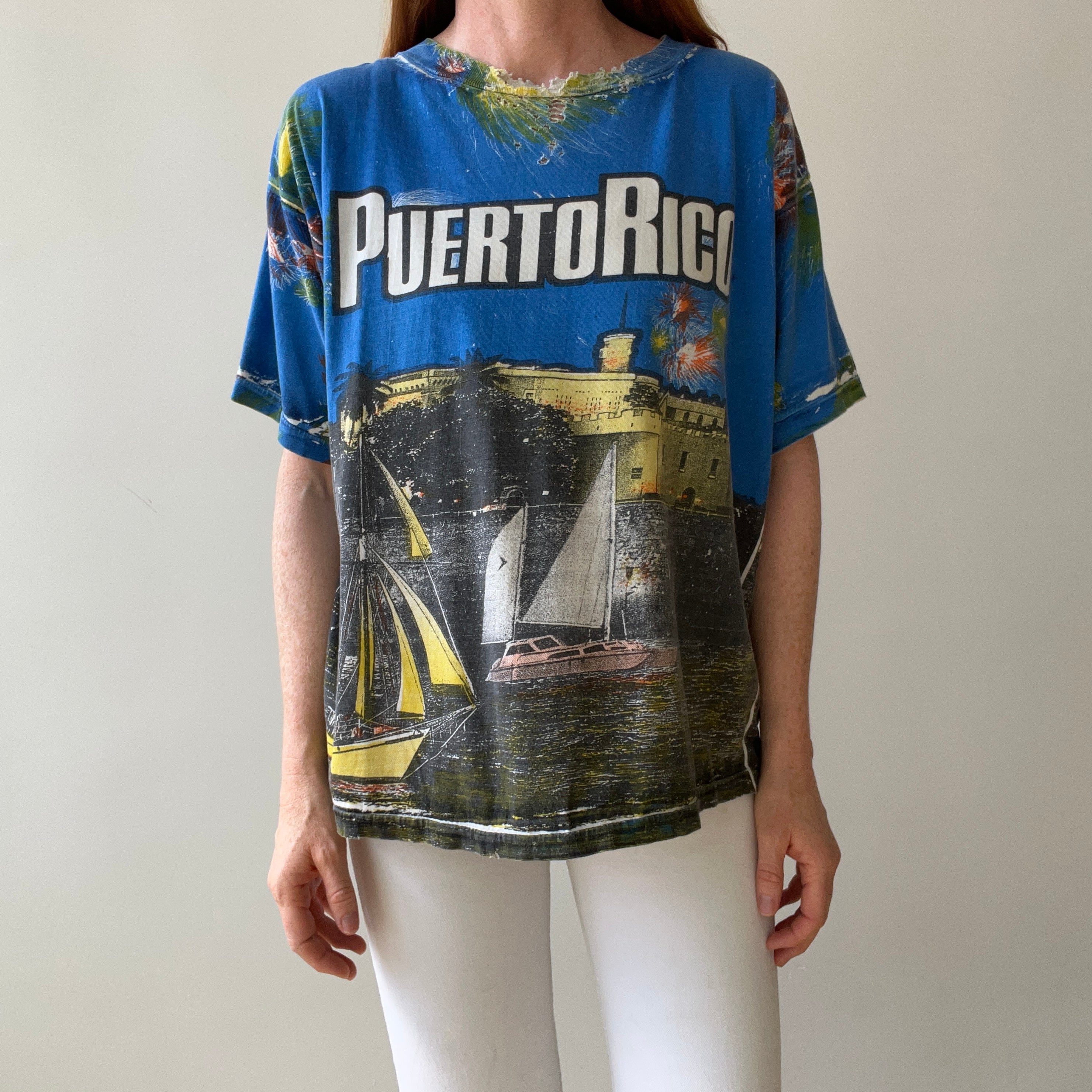 1990s All Over Print Puerto Rico T-Shirt - V COOL