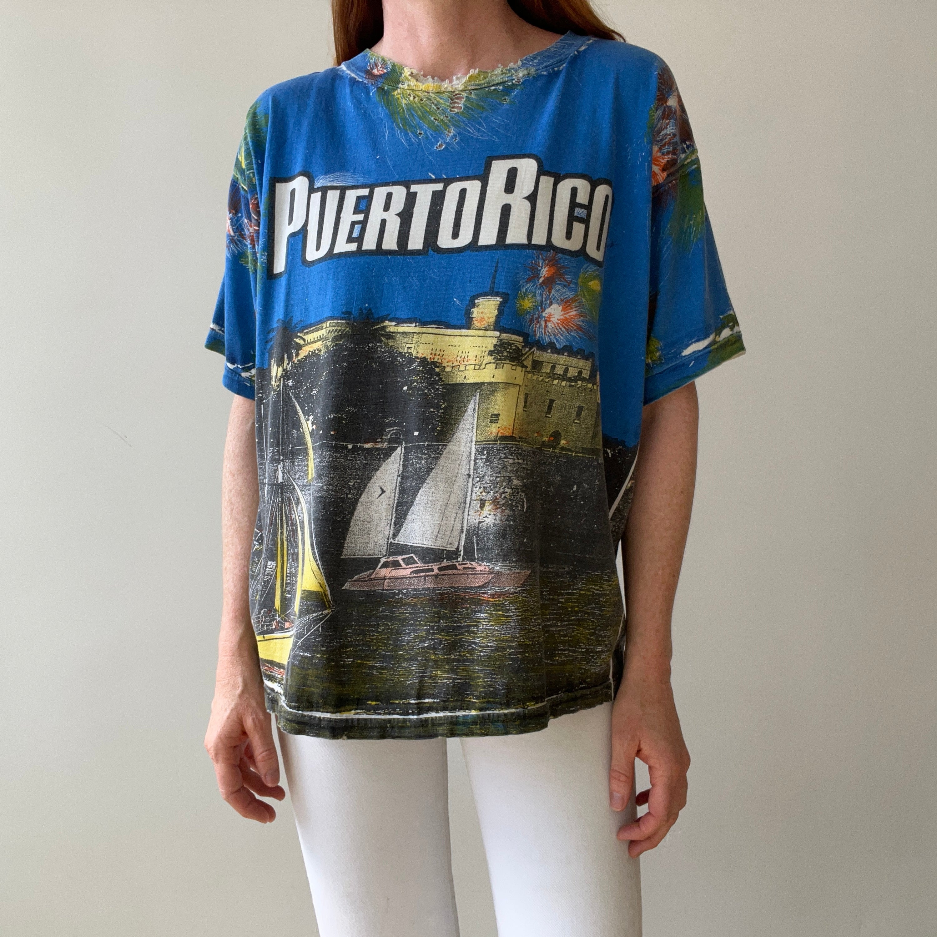 1990s All Over Print Puerto Rico T-Shirt - V COOL