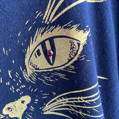 1990s Metallic Cat Face with Rhinestone Eyes Masterpiece
