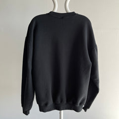 1990s Larger Blank Black Single V Sweatshirt with Very Little Wear