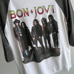 1989  Bon Jovi The Brotherhood on Tour Baseball T-Shirt