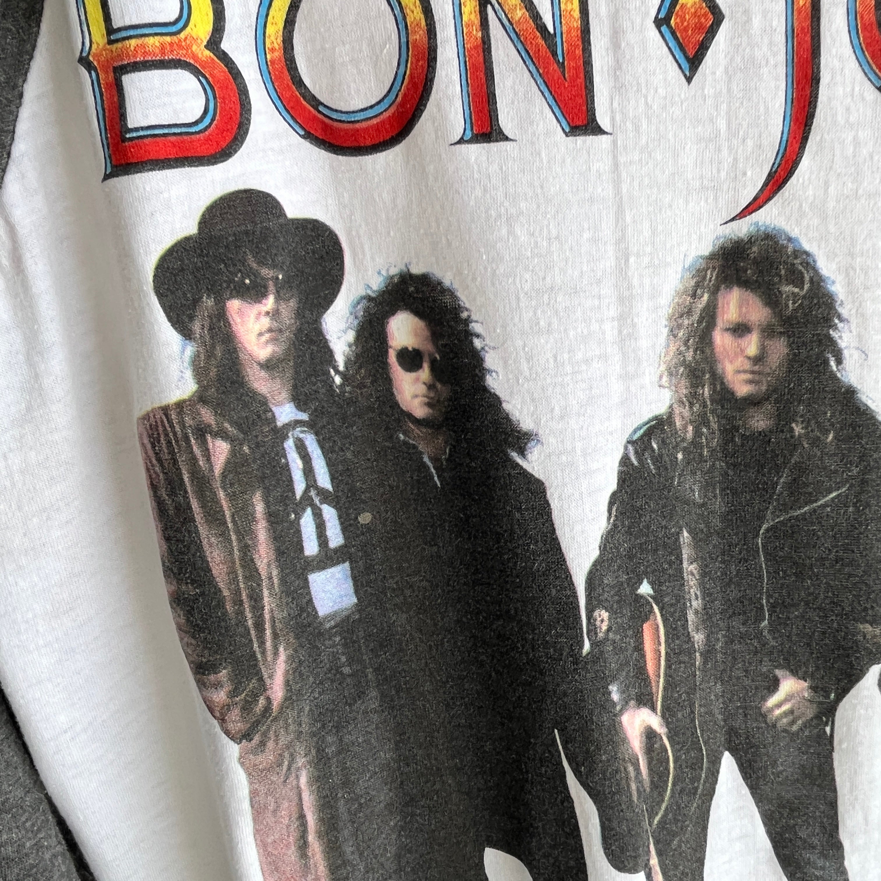 1989  Bon Jovi The Brotherhood on Tour Baseball T-Shirt