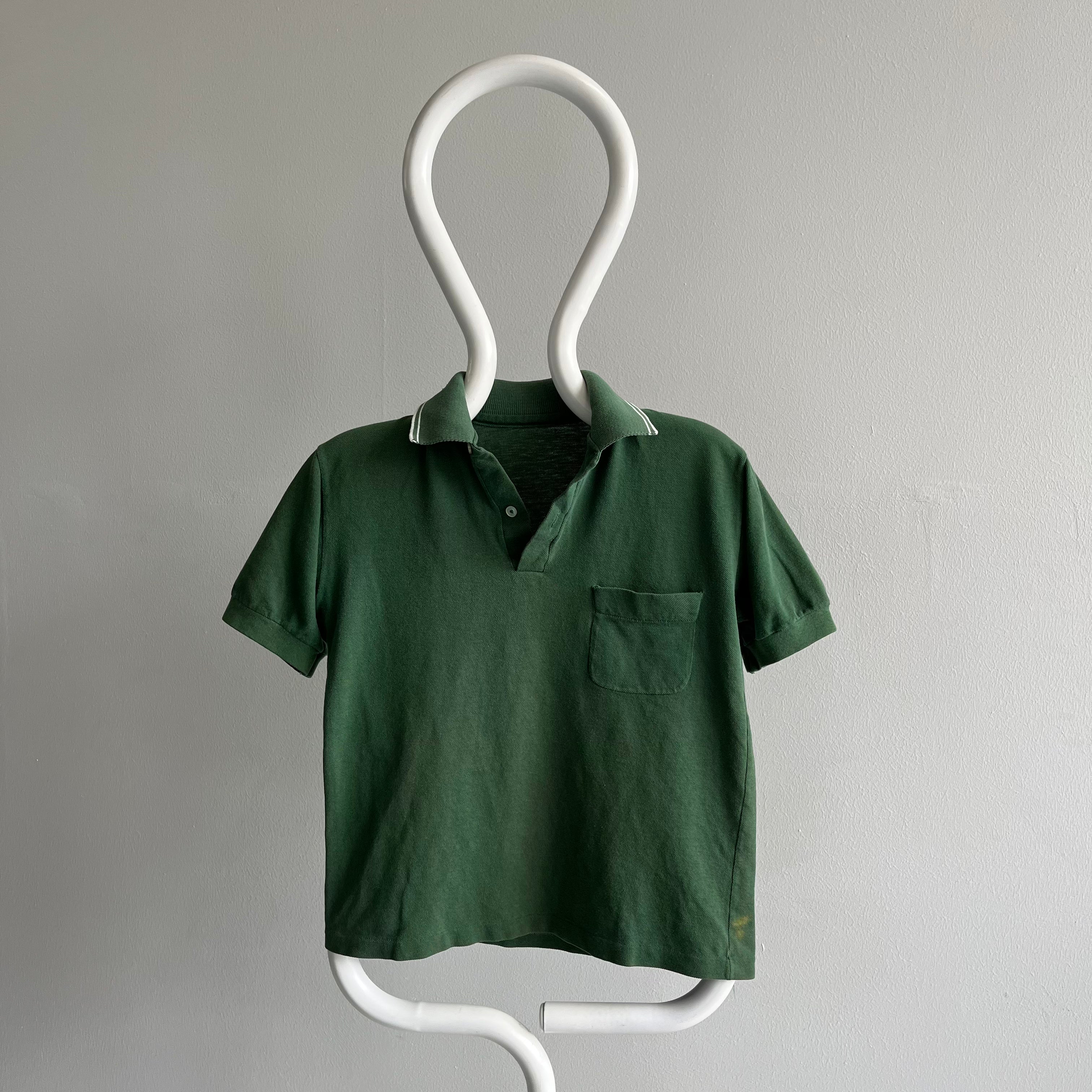 1970/80s Dark Green Smaller Sized Pocket Polo - So Good