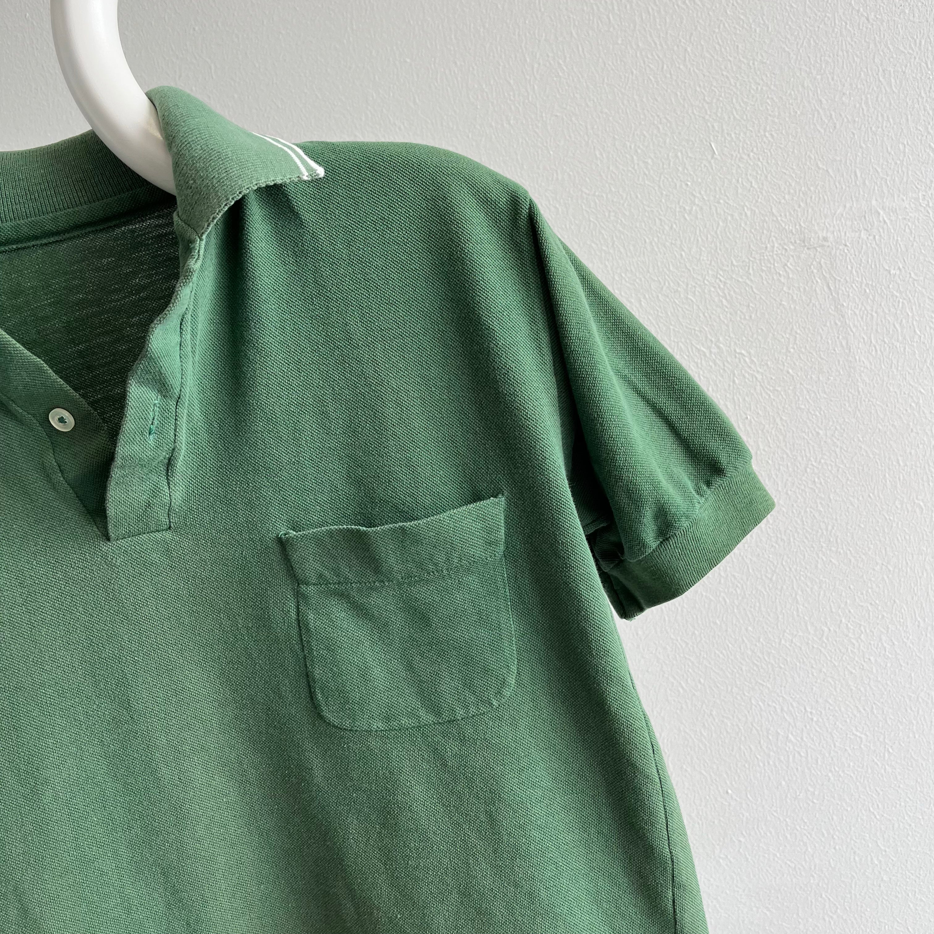 1970/80s Dark Green Smaller Sized Pocket Polo - So Good