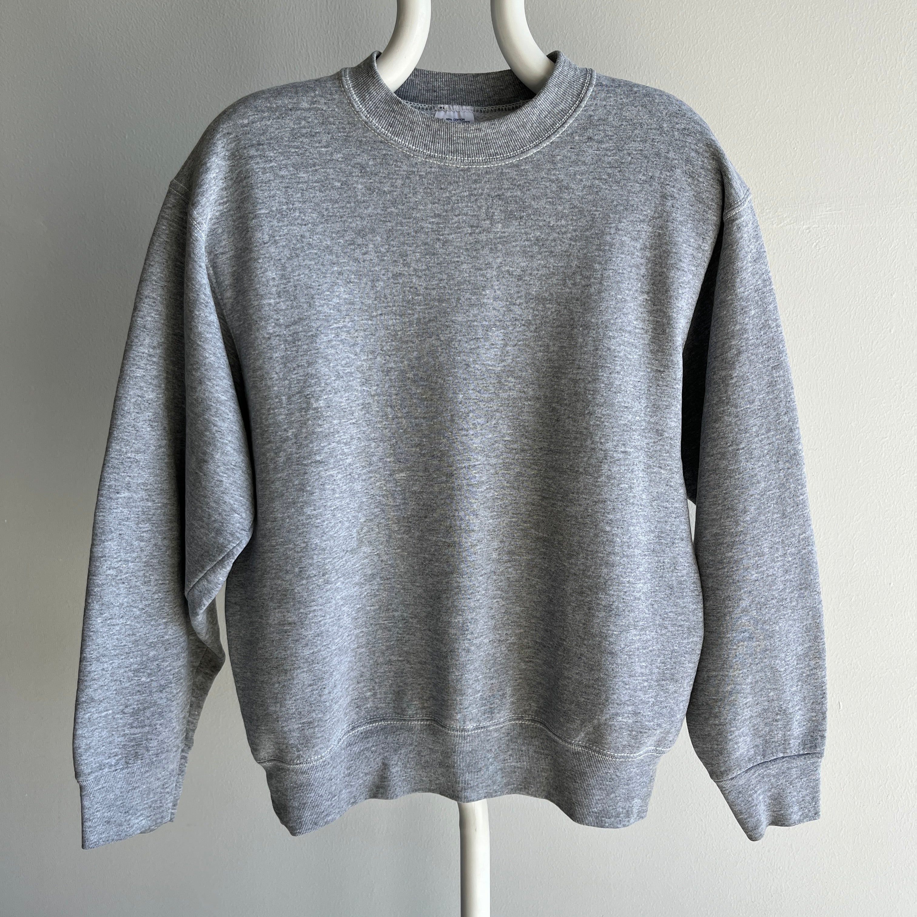 1980s BVD Blank Gray Sweatshirt with Contrast Stitching