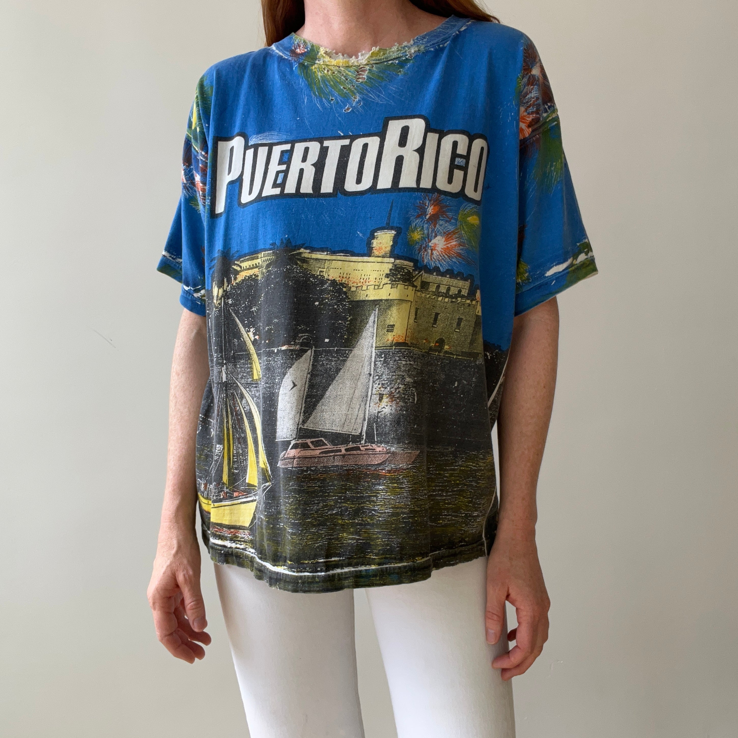 1990s All Over Print Puerto Rico T-Shirt - V COOL