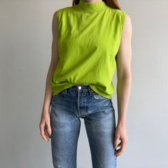 1980/90s Chartreuse Green Cotton Mock Neck Tank