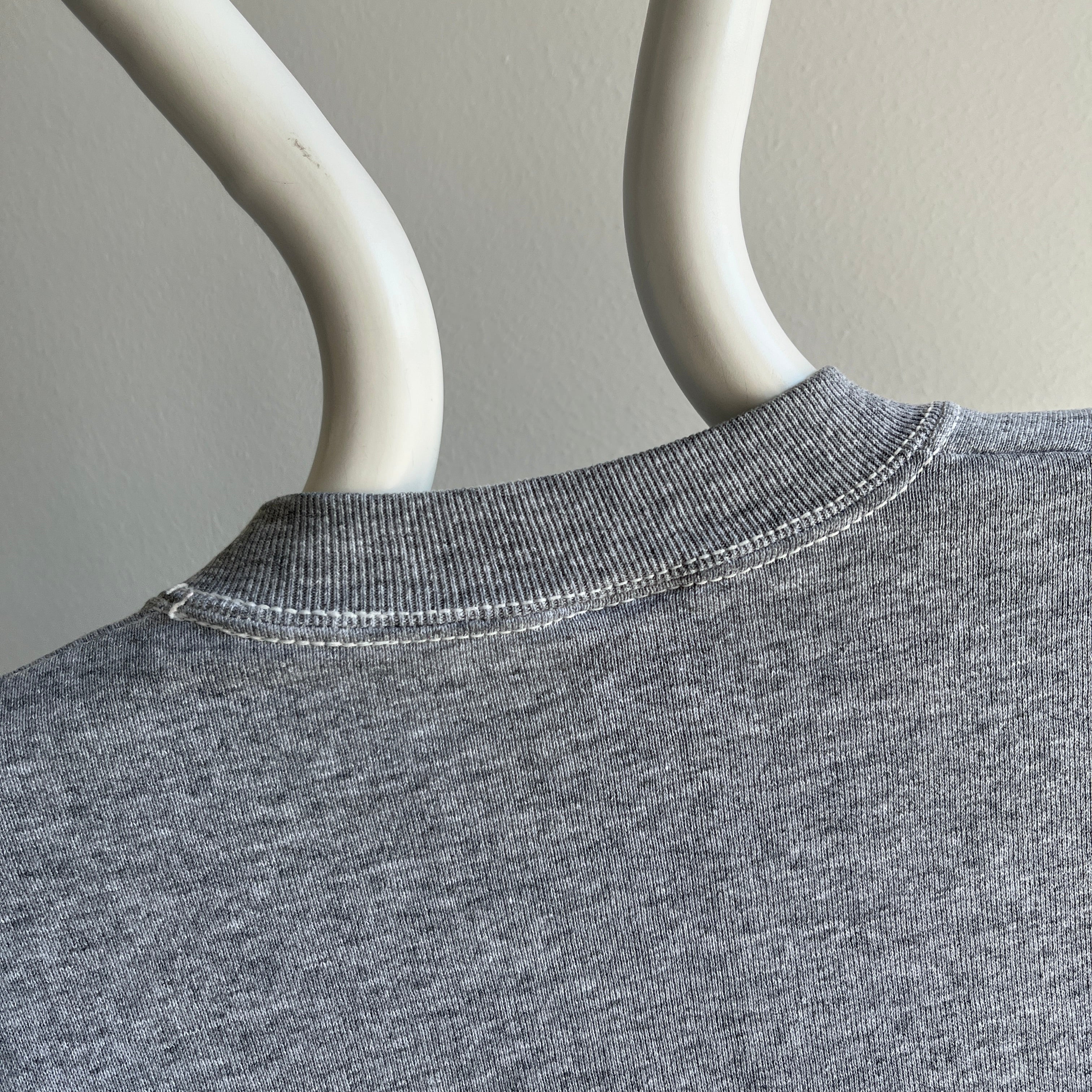 1980s BVD Blank Gray Sweatshirt with Contrast Stitching