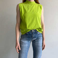 1980/90s Chartreuse Green Cotton Mock Neck Tank