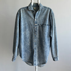 1980s Acid Wash Slouchy and Soft and Slouchy Denim Shirt