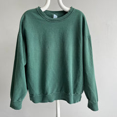 1990s 100% Cotton USA Made Relaxed Fit Dark Green Sweatshirt