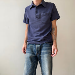 1980s Faded Navy Polo Style T Shirt