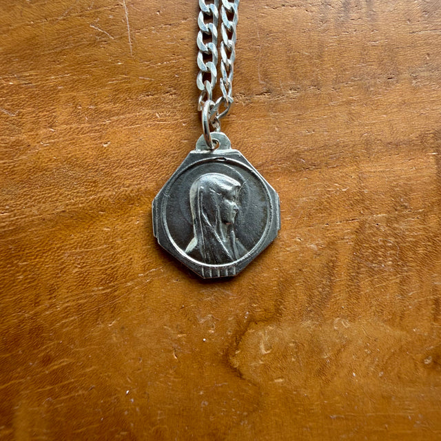 Sterling Silver Double Sided Virgin Mary Necklace