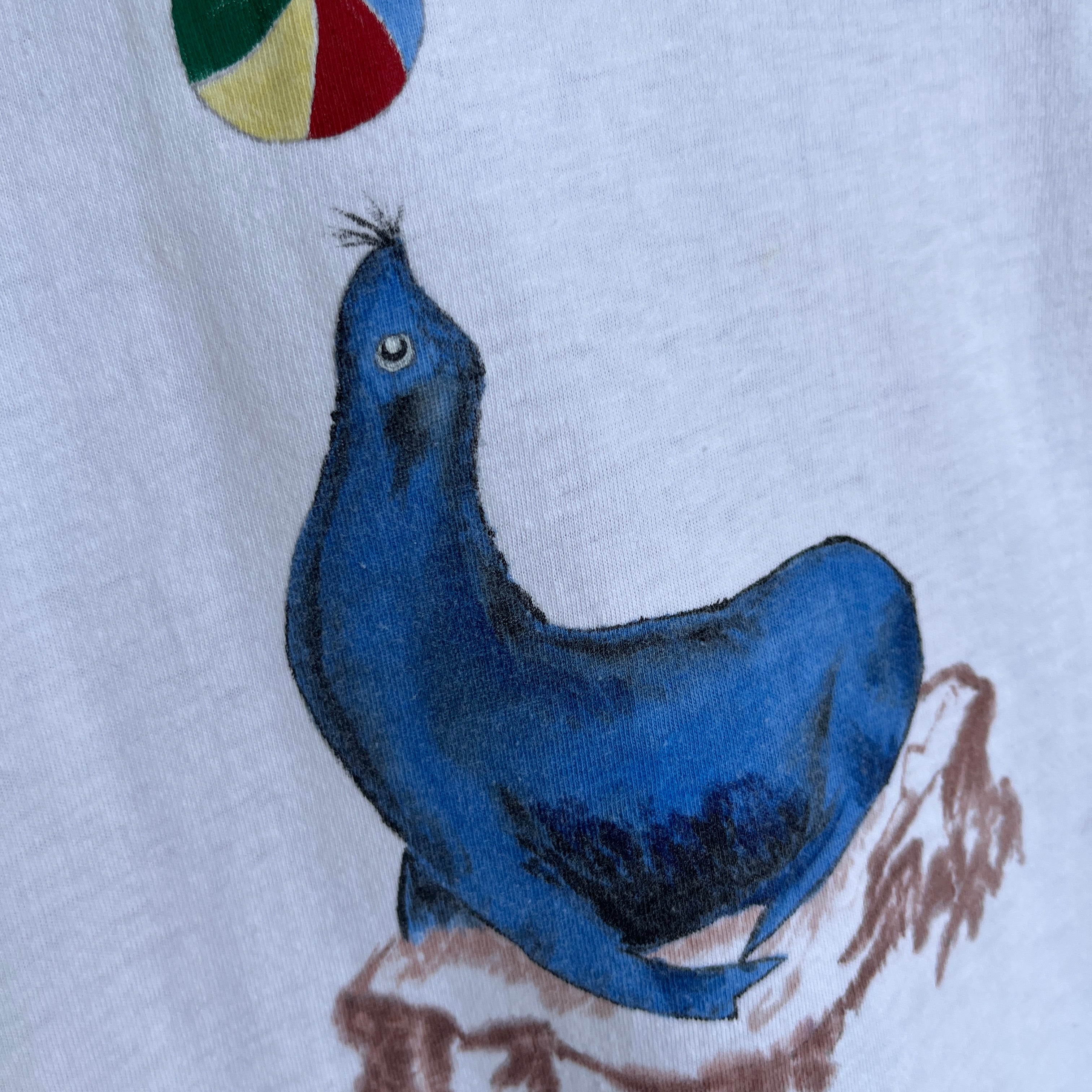 1970/80s Seal and a Ball Hand Painted in China Rose Tagged XS T-Shirt - Yes, All of That