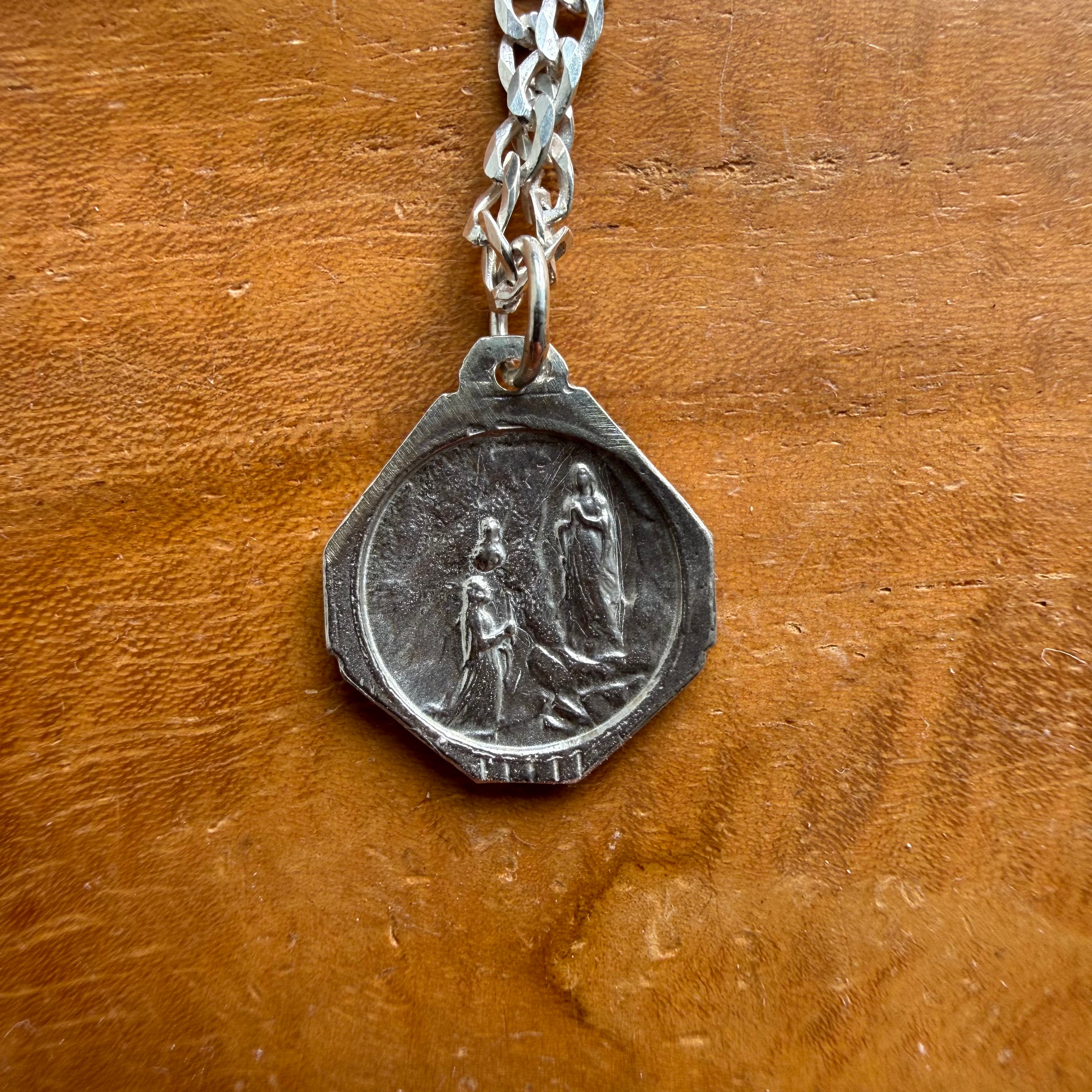 Sterling Silver Double Sided Virgin Mary Necklace