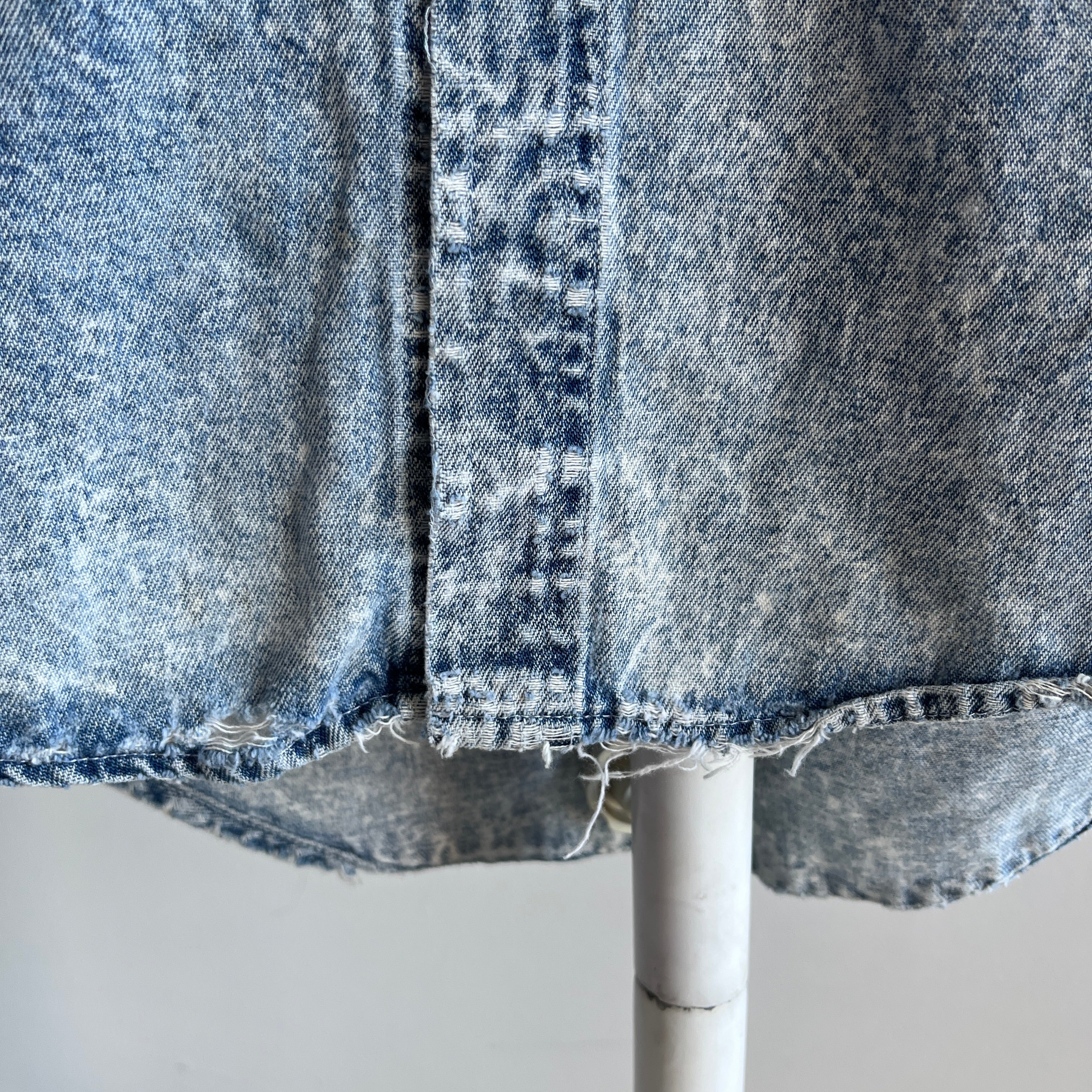 1980s Acid Wash Slouchy and Soft and Slouchy Denim Shirt