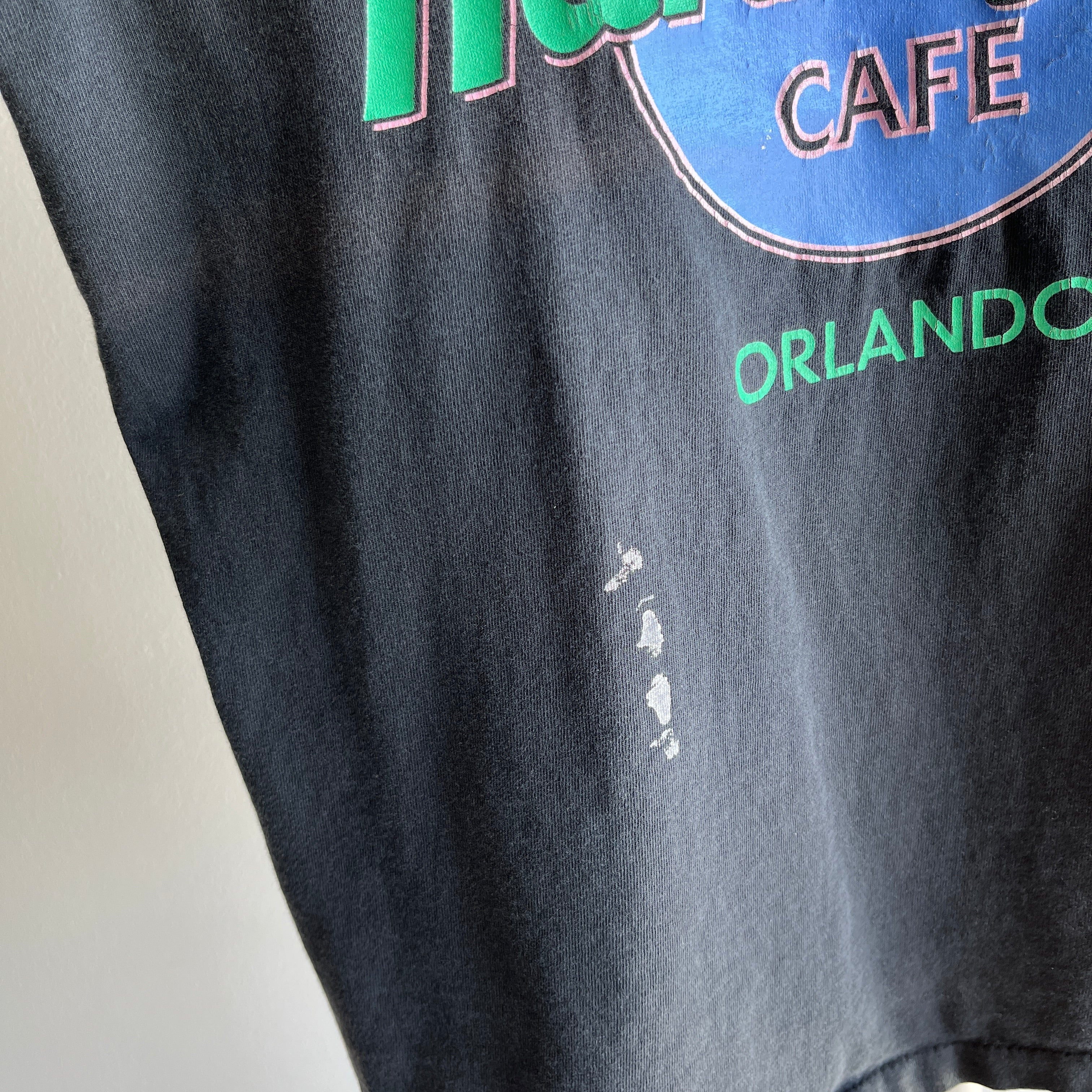 1980s Hard Rock Orlando Faded Cotton Tank Top With Paint Staining