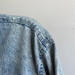 1980s Acid Wash Slouchy and Soft and Slouchy Denim Shirt