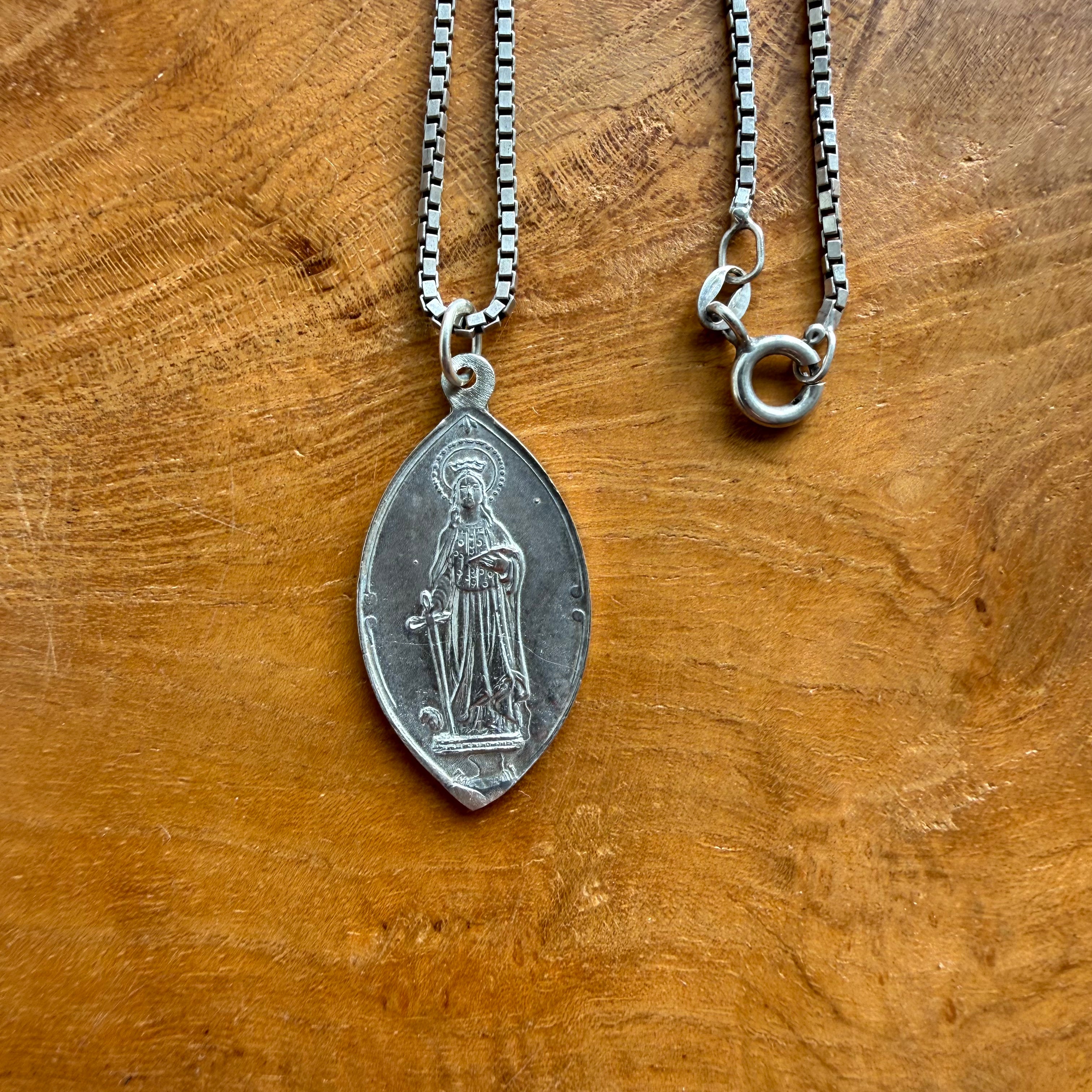 Sterling Silver Saint Dymphna Necklace