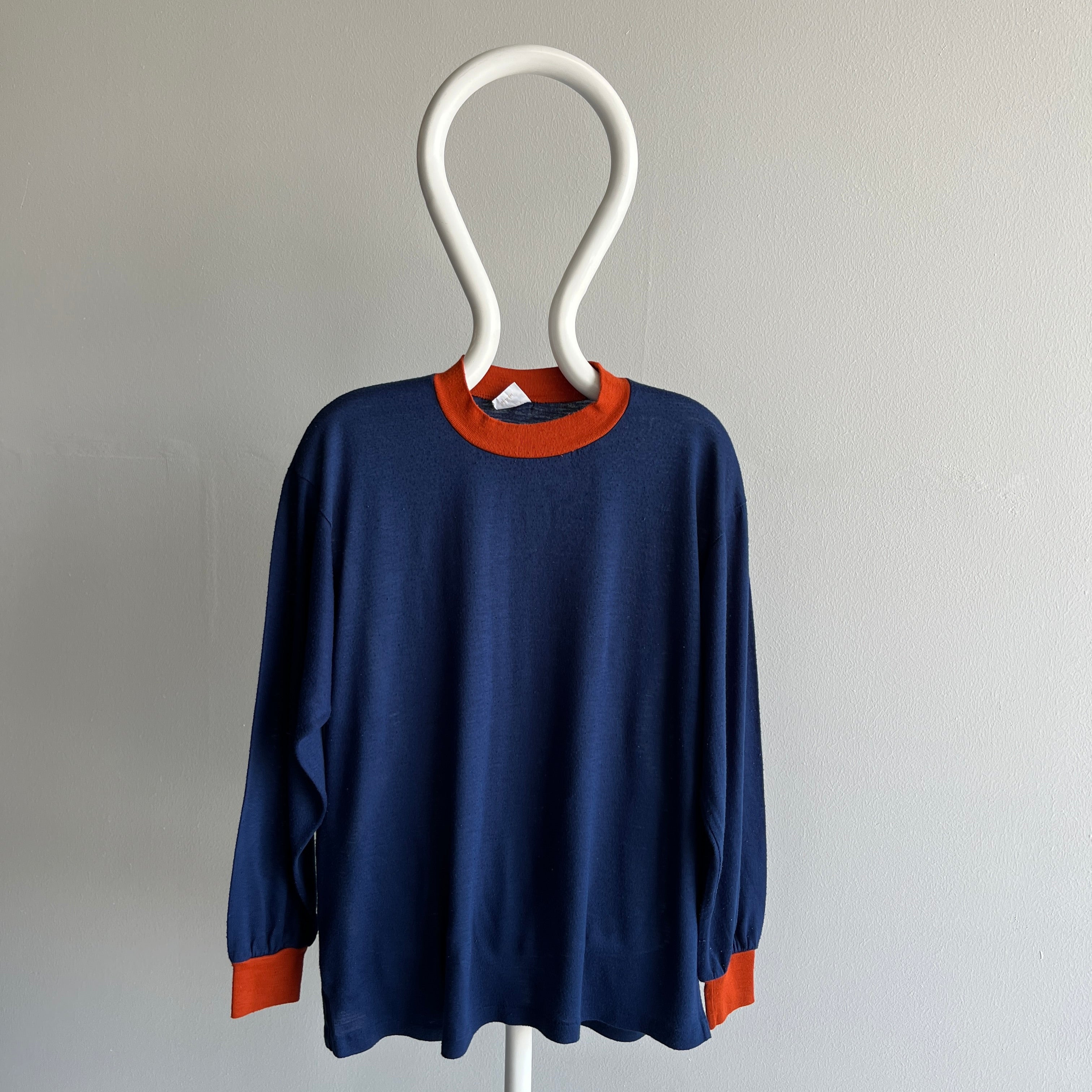 1970s Two Tone Super Soft and Slouchy JC Penny Long Sleeve T-Shirt