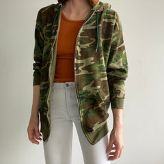 1980s Soft and Cozy Camo Zip Up Hoodie