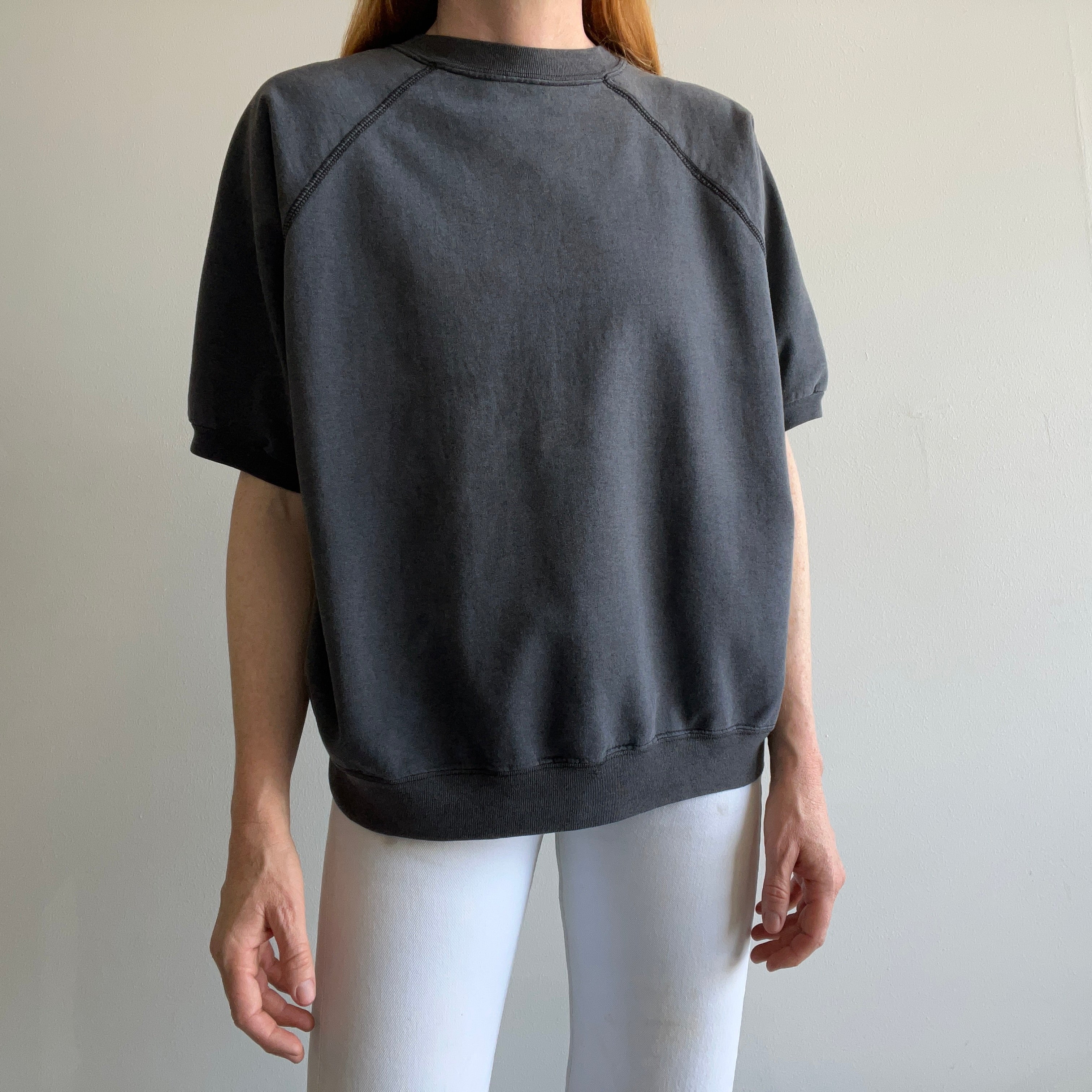 1980/90s Ultra Faded Blank Black/Gray Warm Up - Lighter Weight