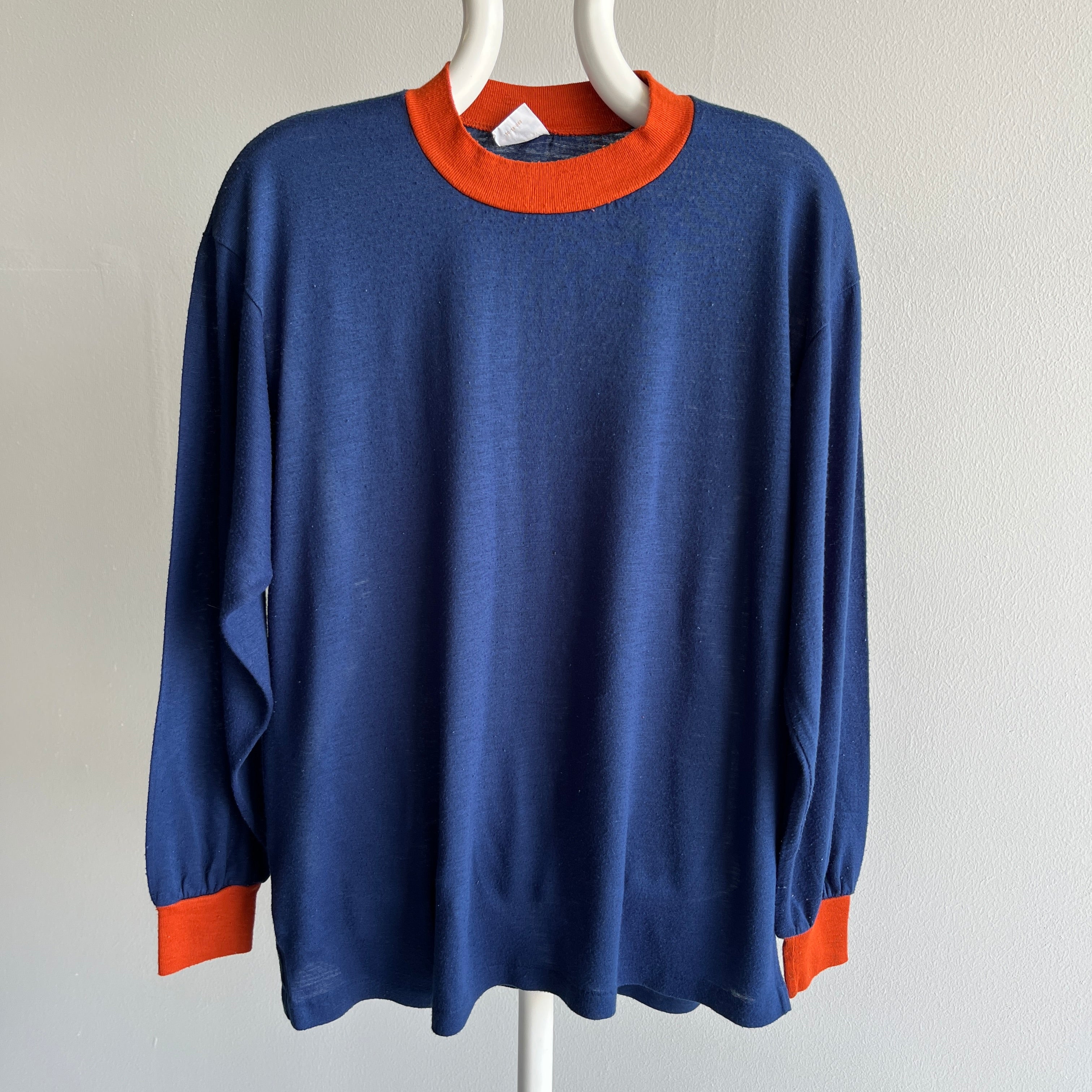 1970s Two Tone Super Soft and Slouchy JC Penny Long Sleeve T-Shirt