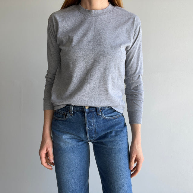 1980s Blank Gray Long Sleeve T-Shirt by Duke