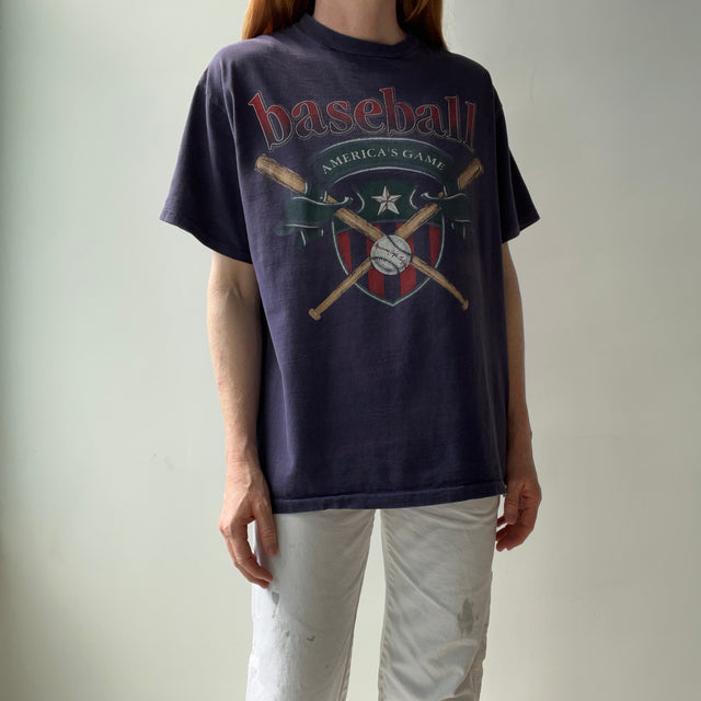 1990s Baseball - America's Game - Faded Cotton T-Shirt