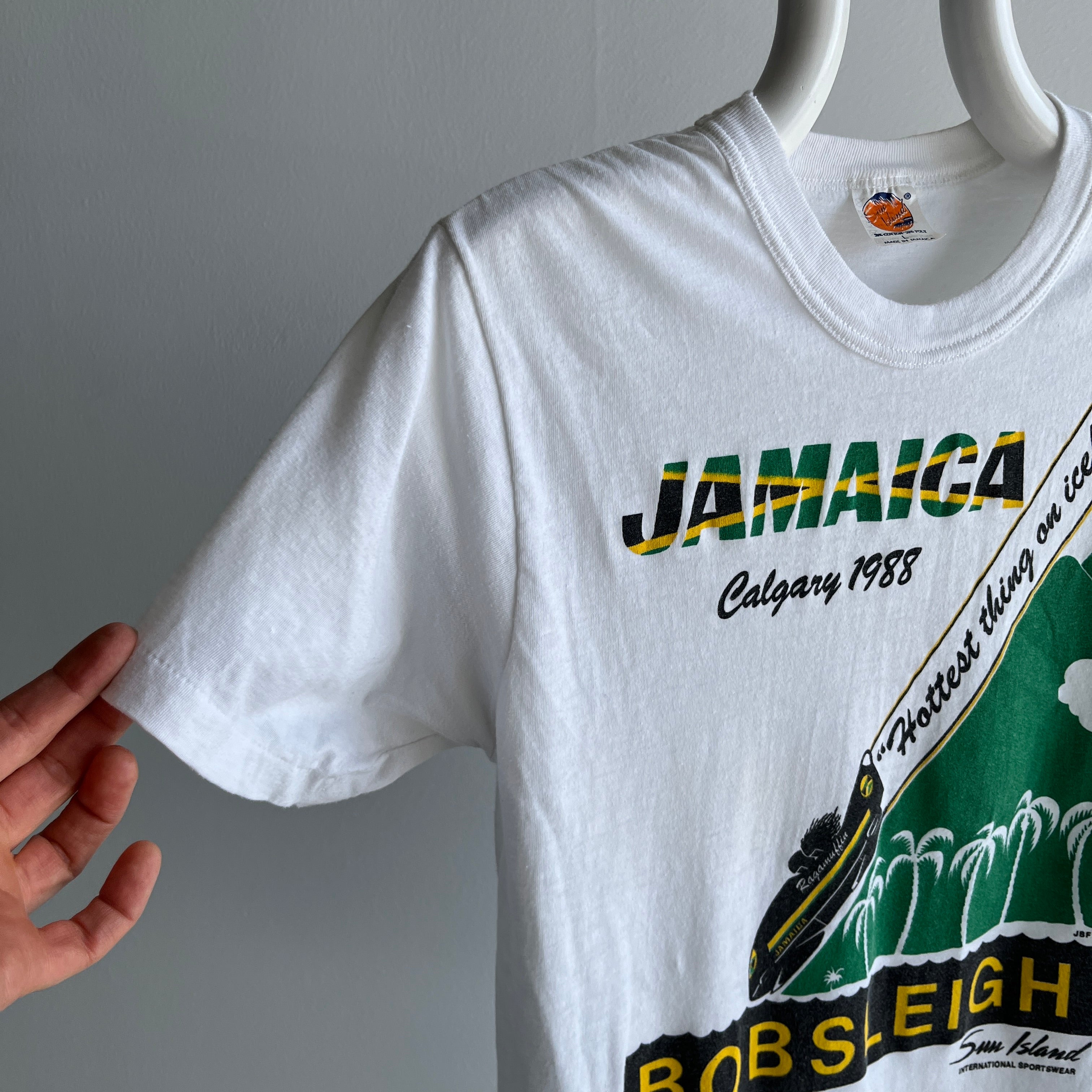 1988 Calgary Olympics Jamaica Bobsled Rolled Neck T-Shirt - THIS IS GOLD