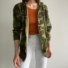 1980s Soft and Cozy Camo Zip Up Hoodie