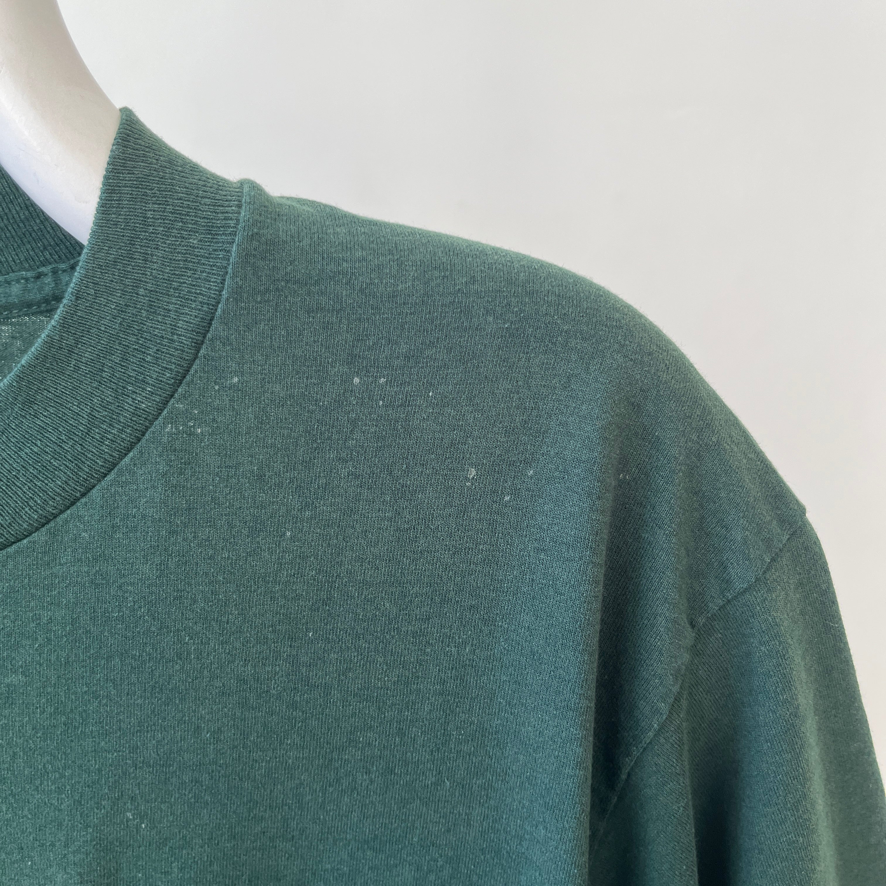 1990s Blank Dark Forest Green Pocket T Shirt - !!!