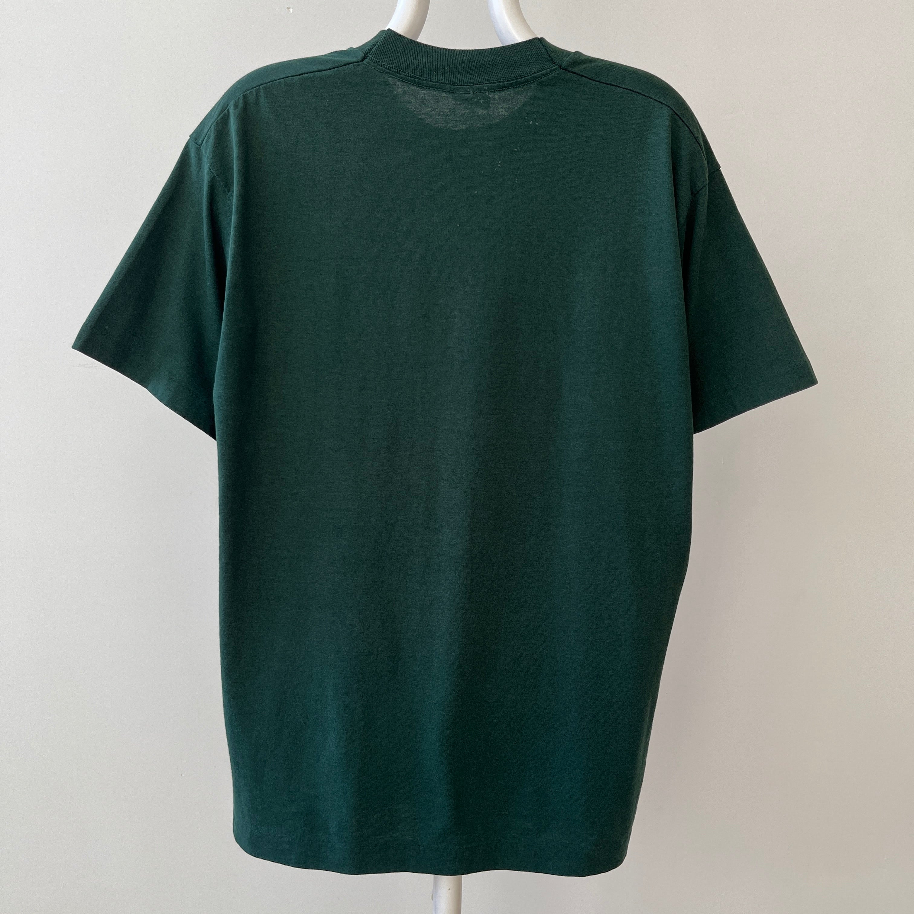 1990s Blank Dark Forest Green Pocket T Shirt - !!!