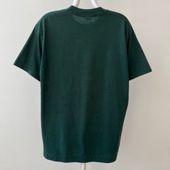1990s Blank Dark Forest Green Pocket T Shirt - !!!