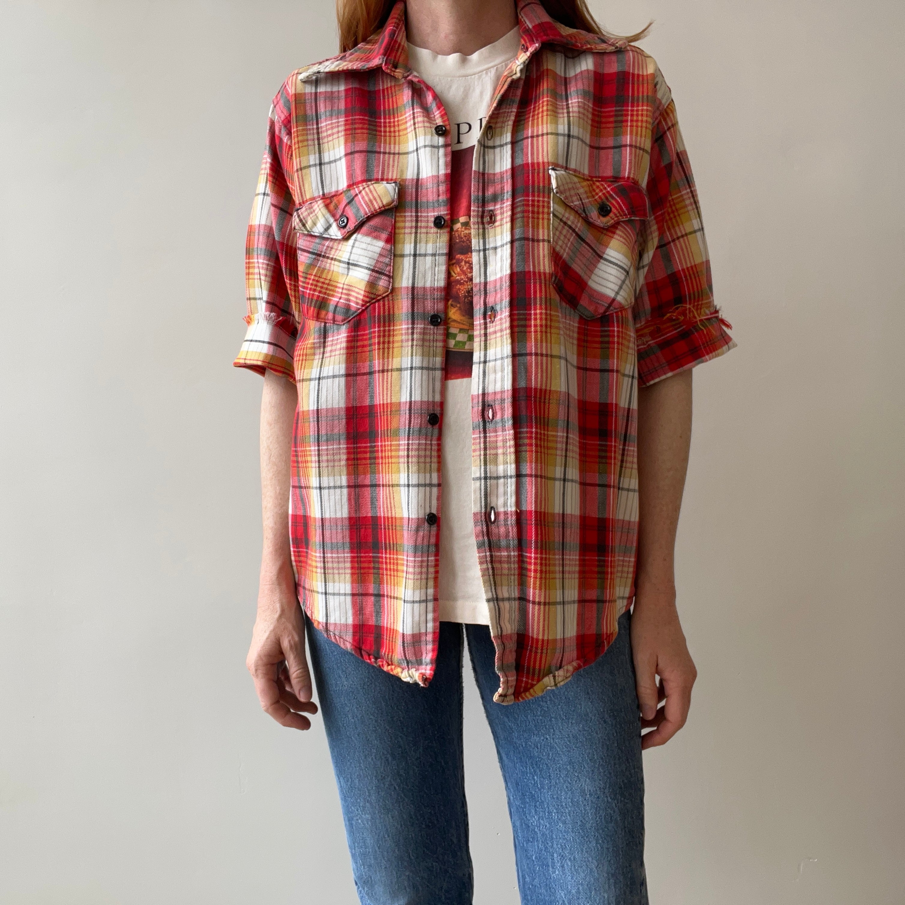 1970s Cut Sleeve Rad Flannel - Soft and Lightweight