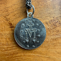 Sterling Silver Round Virgin Mary Necklace