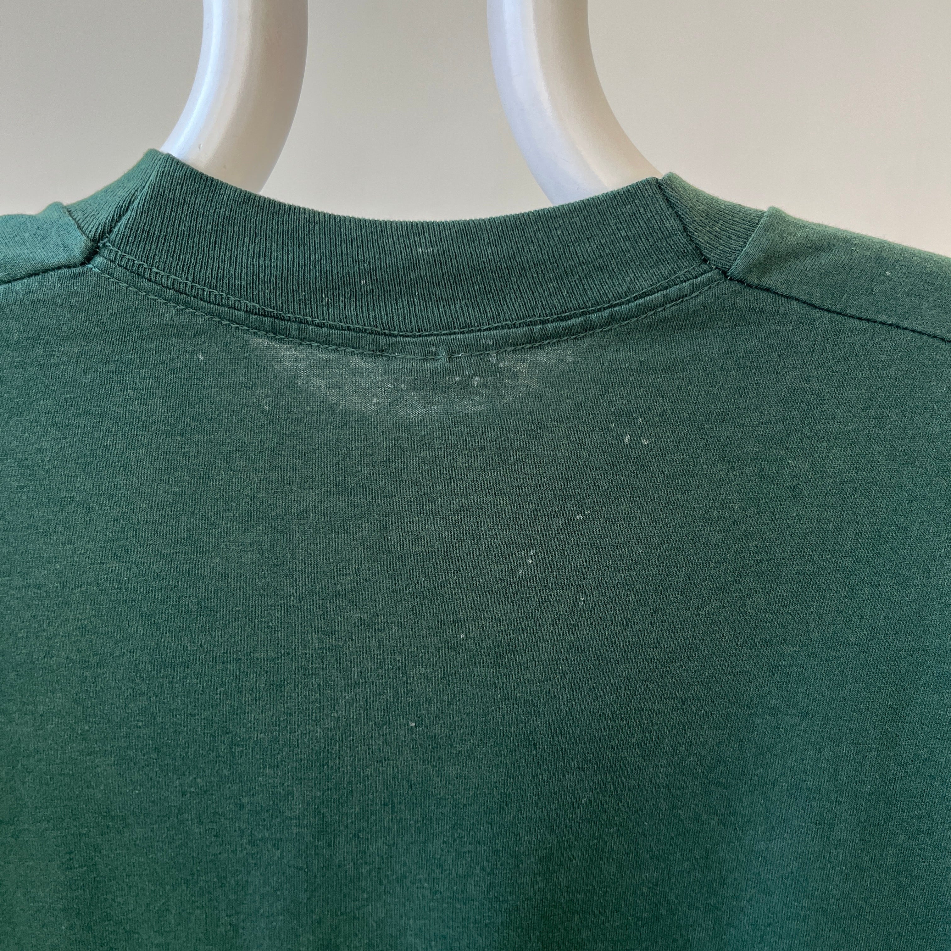 1990s Blank Dark Forest Green Pocket T Shirt - !!!
