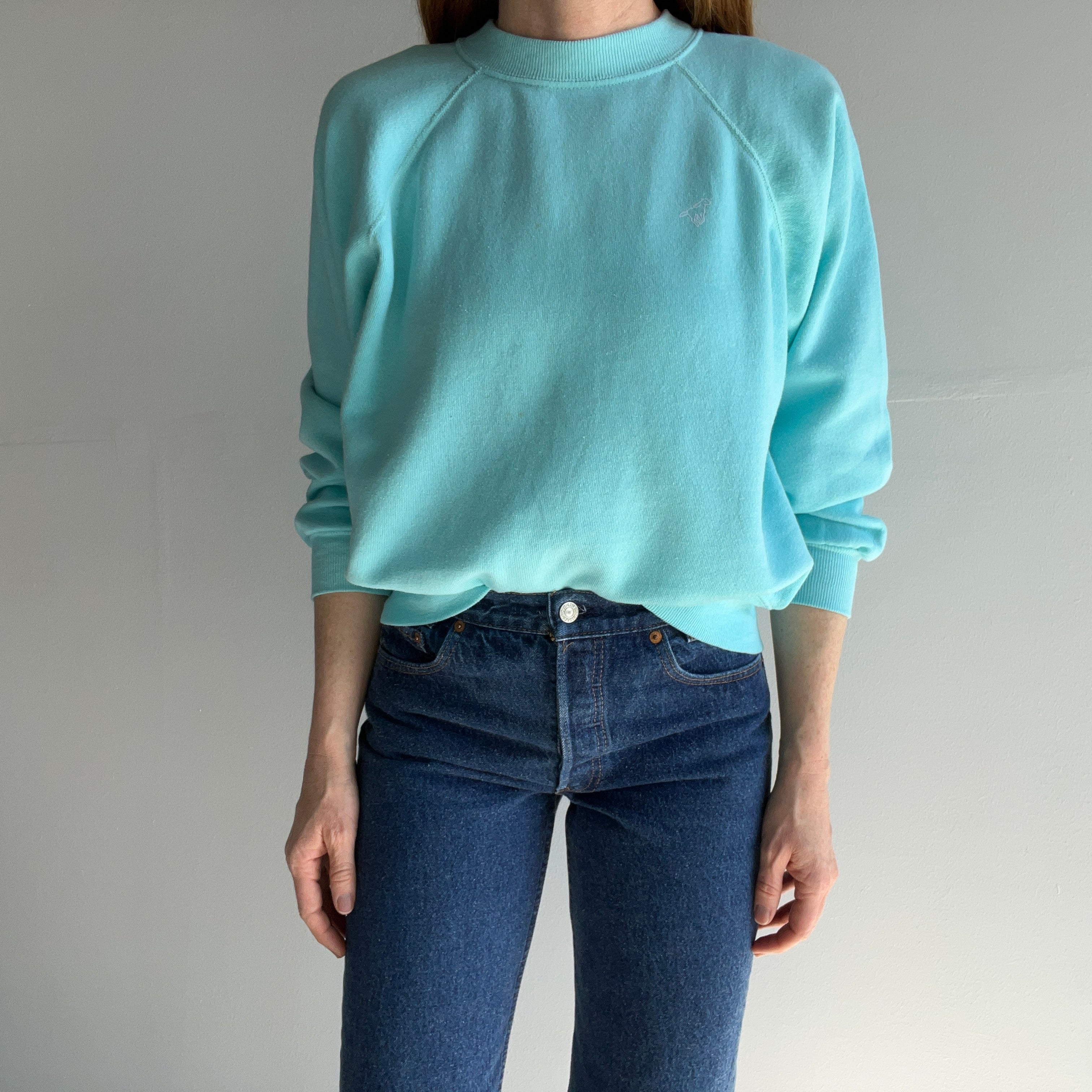 1970s/80s Wrangler Sweatshirt in Aqua Blue