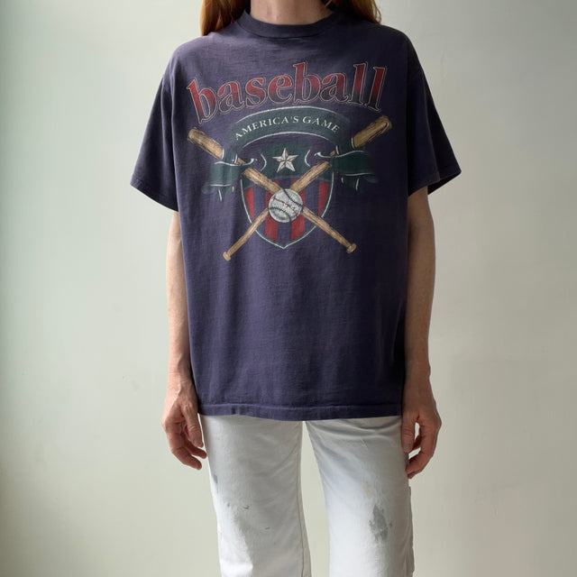 1990s Baseball - America's Game - Faded Cotton T-Shirt